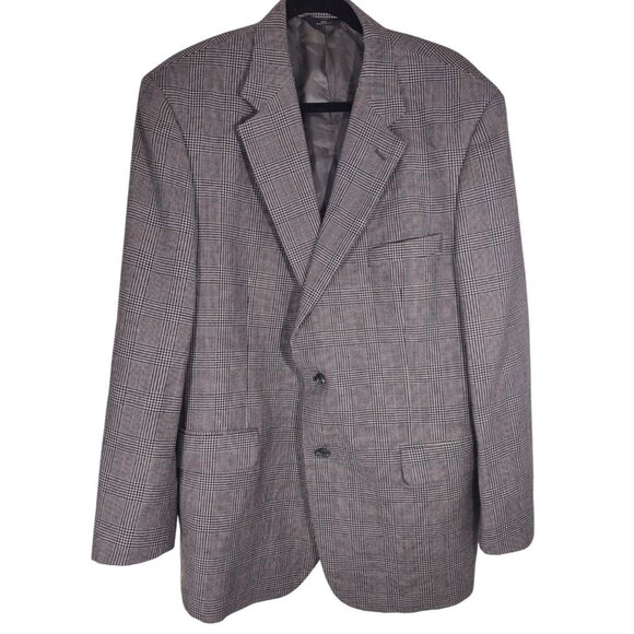 Men's 45R Brooks Brothers 346 Gray Glen Plaid 100% Lambswool Sport Coat Blazer - Picture 1 of 8